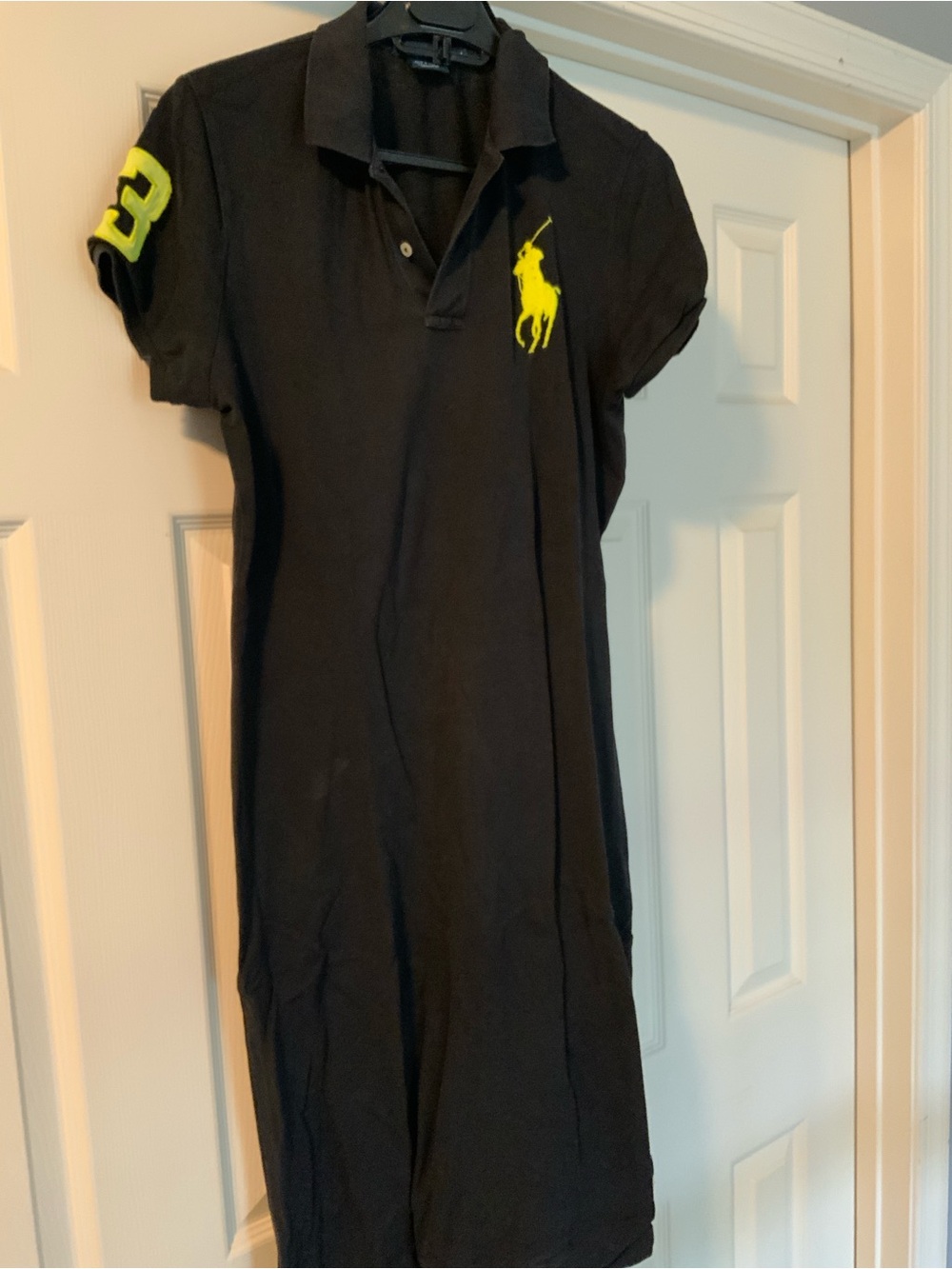 Ralph Lauren Black Polo Mini Dress with Neon Yellow Logo